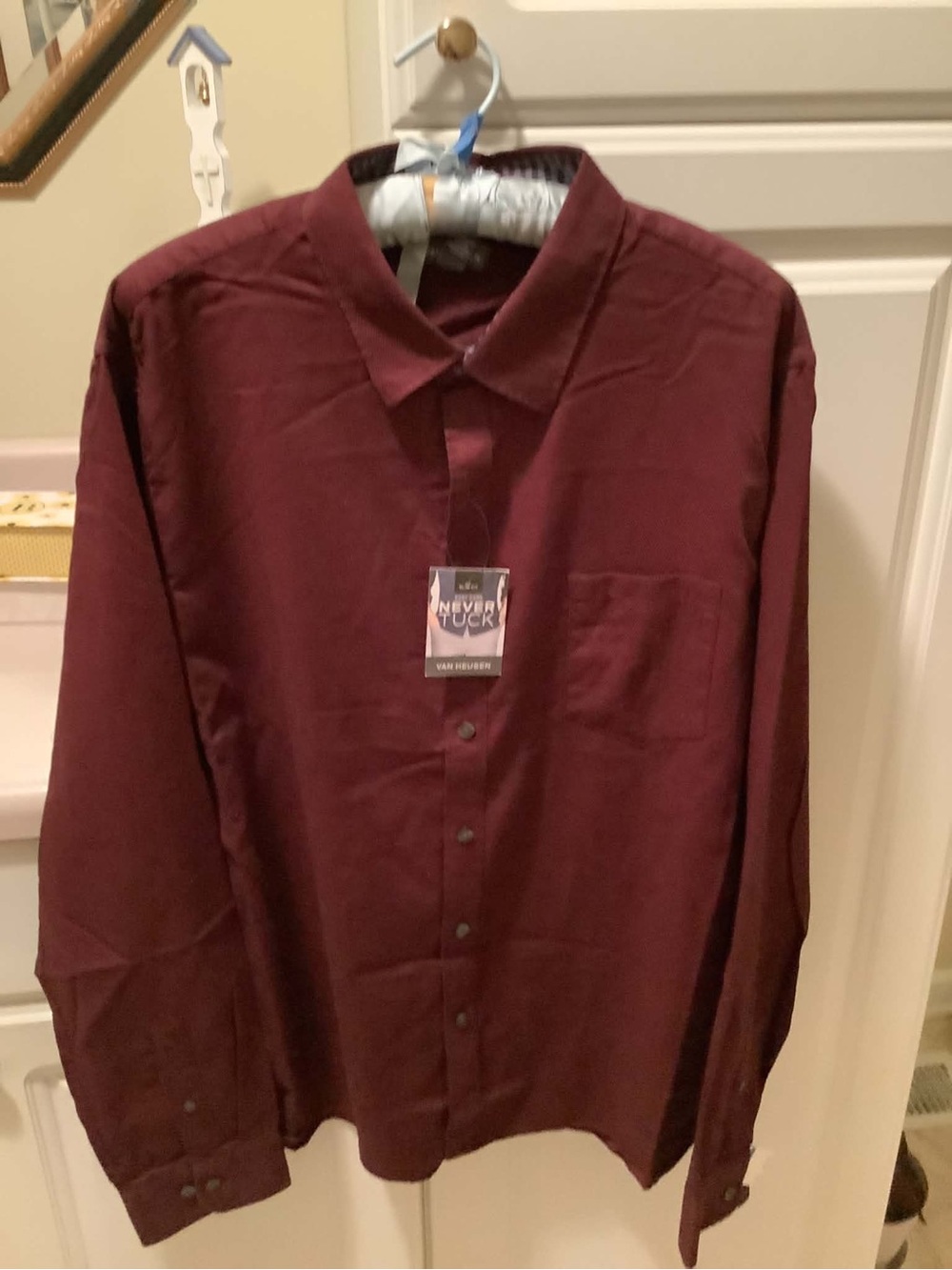 Van Heusen Men's Long-Sleeve Button-Up Shirt in Burgundy